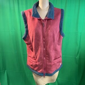 MOXIE‎ Equestrian Riding Fleece Lined / Techno-suede Zip Front Size XL Red Navy